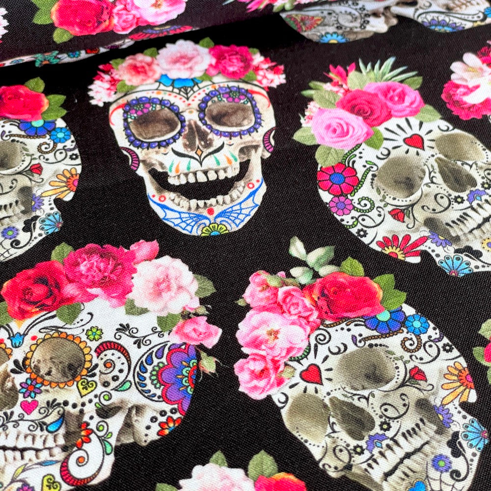 Timeless Treasures - Esperanza - Skulls With Flower Crowns