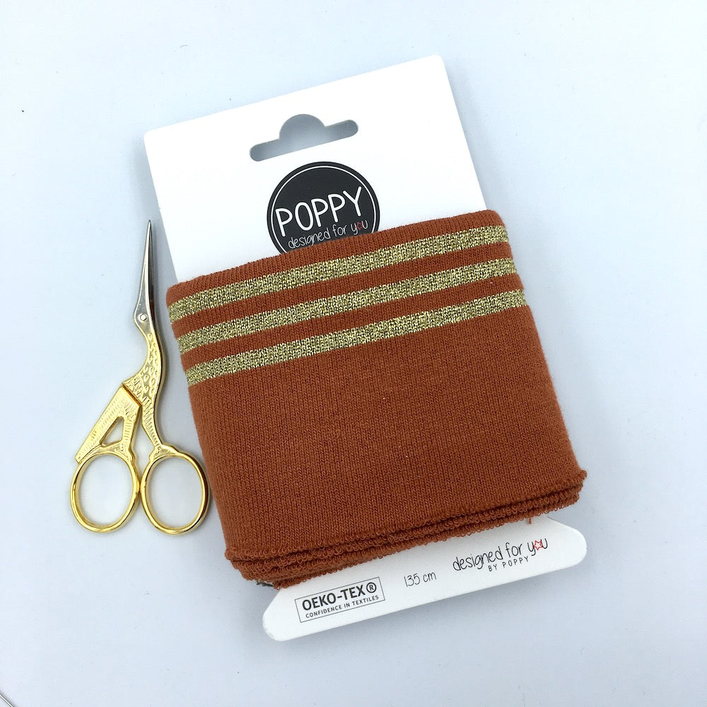 Cuffs by Poppy -  Terracotta 3x Stripe Gold