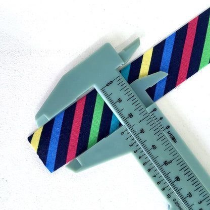 25mm Handmade Bias Binding -Limited Edition - Rainbow Stripe Dino Navy