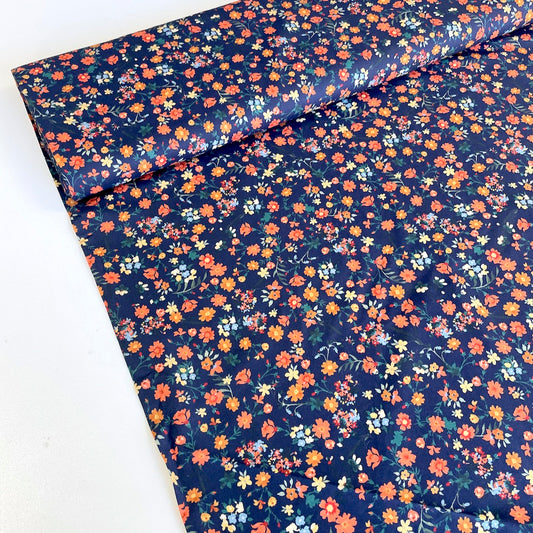 Wild Flower Garden - Digital Cotton Poplin - Navy