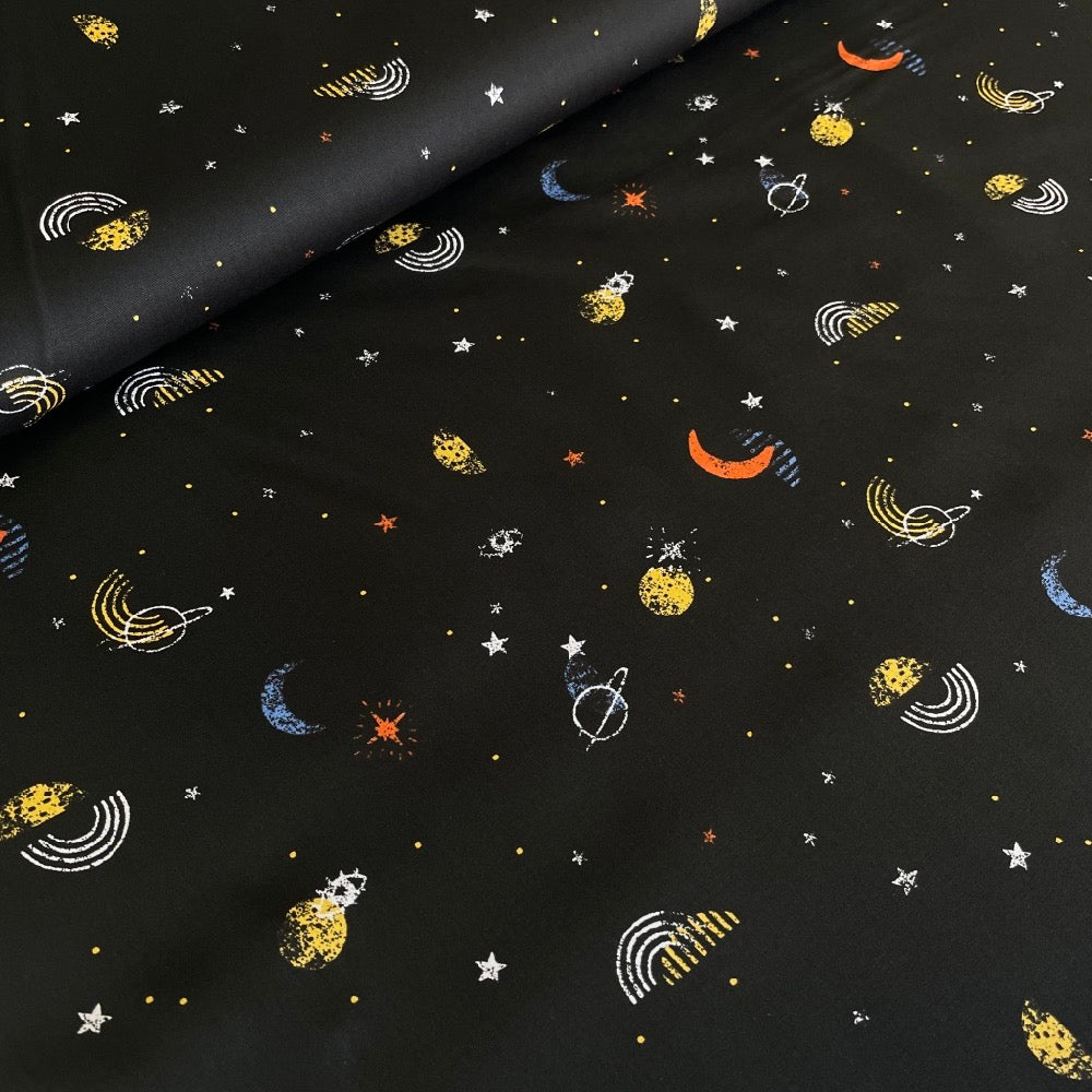 Space Galaxy - GOTS Cotton Poplin - Black