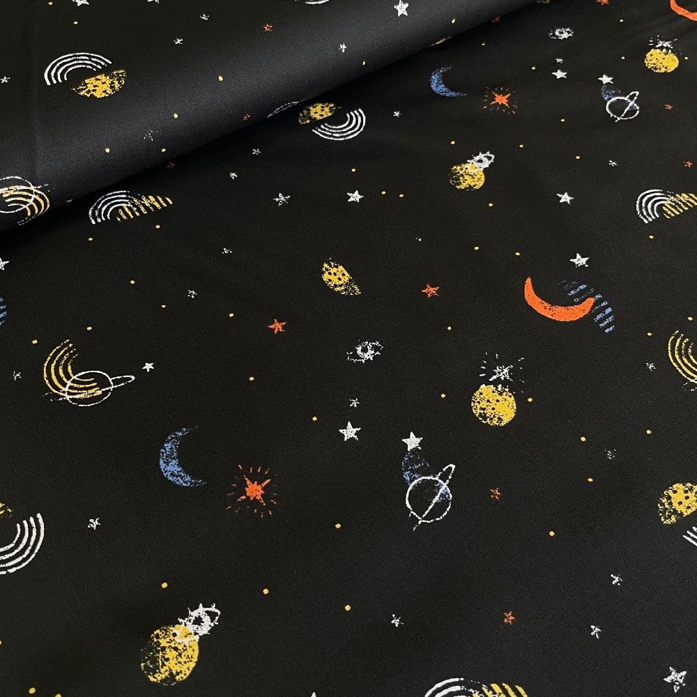 Space Galaxy - GOTS Cotton Poplin - Black