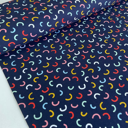 Scattered Rainbows - GOTS Soft Sweat Fabric - Navy
