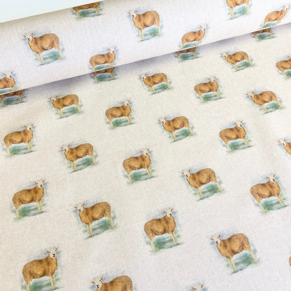 Remnant of Farm Sheep Linen Look Half Panama Canvas Fabric (134cm)