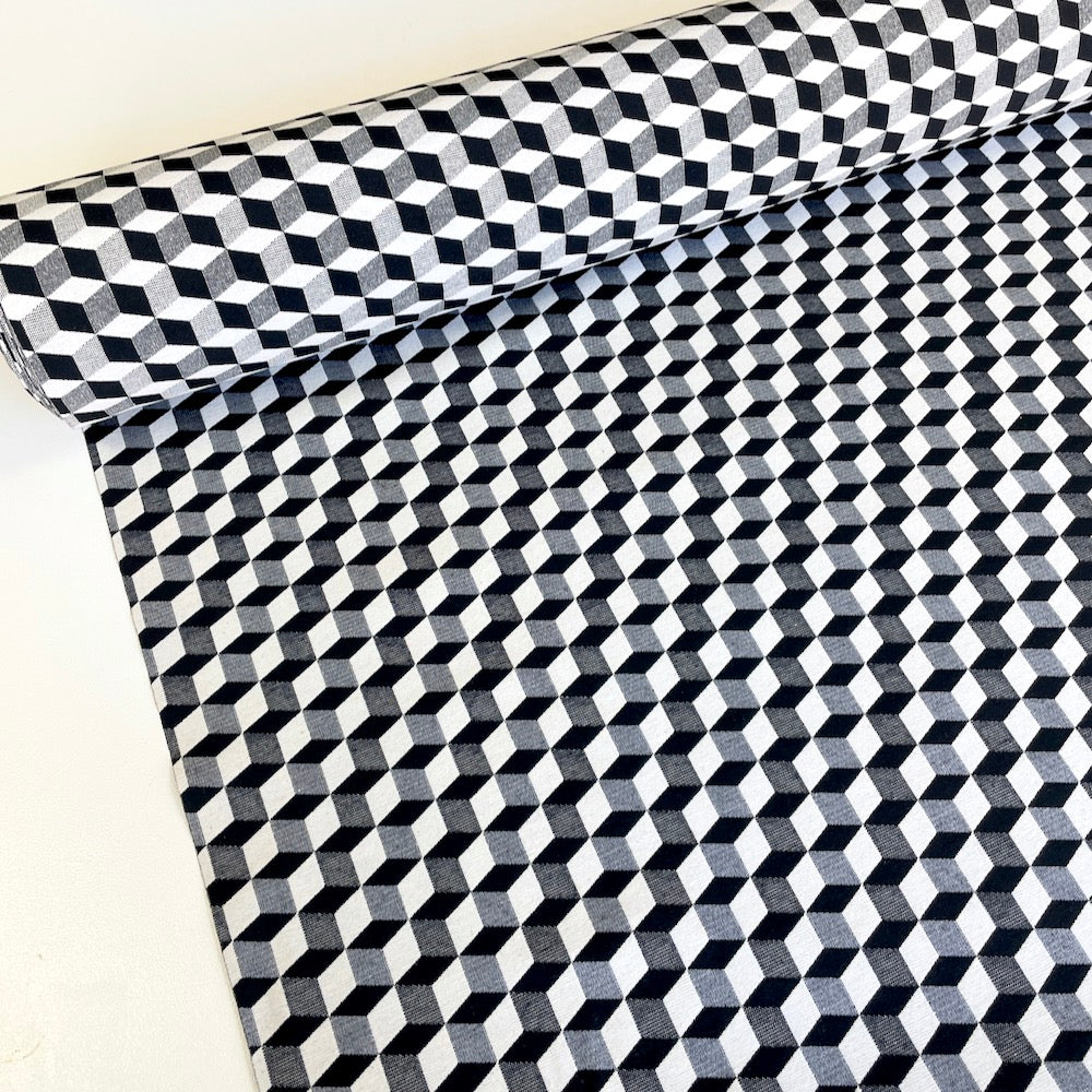 Black White Nitro 3D Blocks - New World Tapestry Canvas Fabric