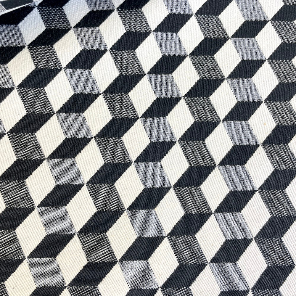 Black White Nitro 3D Blocks - New World Tapestry Canvas Fabric