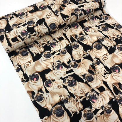 Pugs Black - Frumble Fabrics