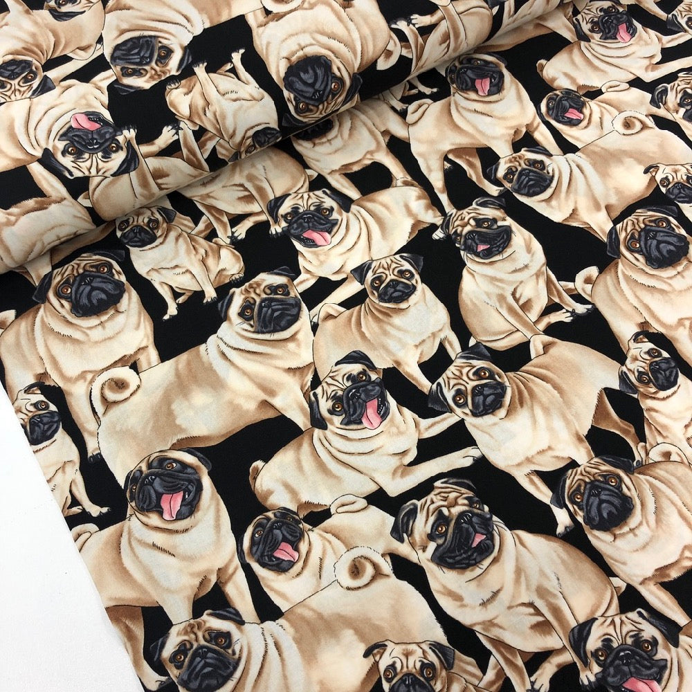 Pugs Black - Frumble Fabrics