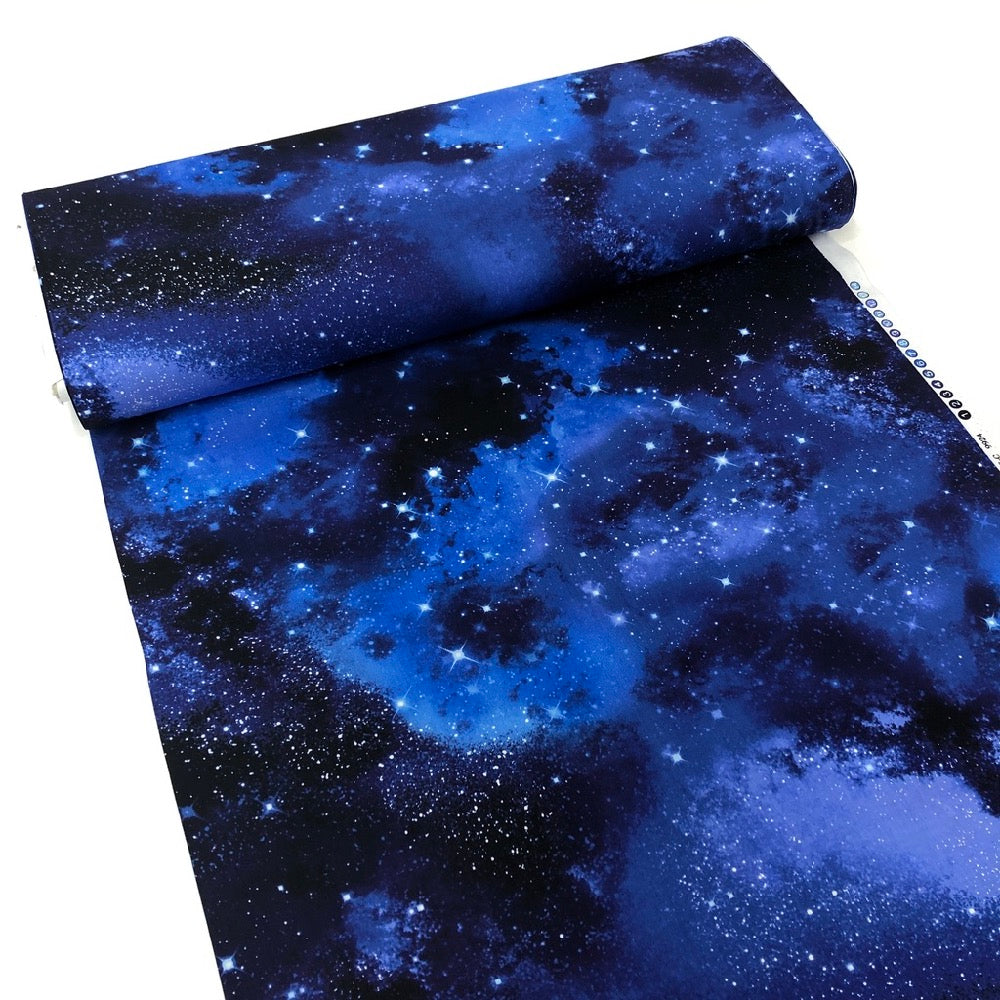 Dreamers Purple Galaxy Starry Night Fabric Galaxy by Analinea Dreamers  Starry Galaxy Cotton Fabric by the Yard With Spoonflower 