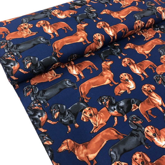 Dachshunds Navy - Frumble Fabrics