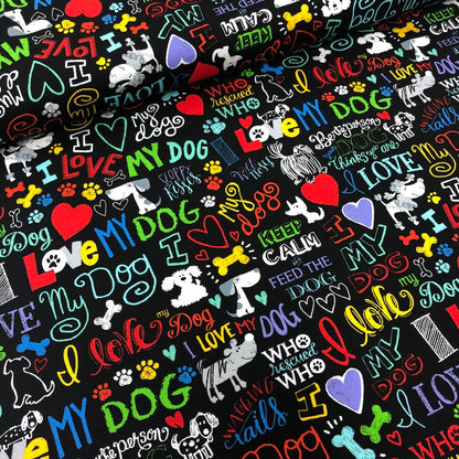 I Love My Dog Black - Frumble Fabrics