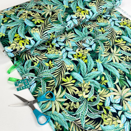 Michael Miller Fabric - Exotica - Jungle Foliage Black