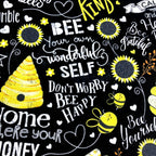 Busy Bees Chalk Words Black - Frumble Fabrics