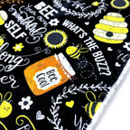 Busy Bees Chalk Words Black - Frumble Fabrics