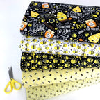 Busy Bees Chalk Words Black - Frumble Fabrics