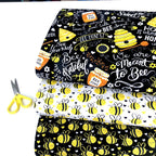 Busy Bees Chalk Words Black - Frumble Fabrics