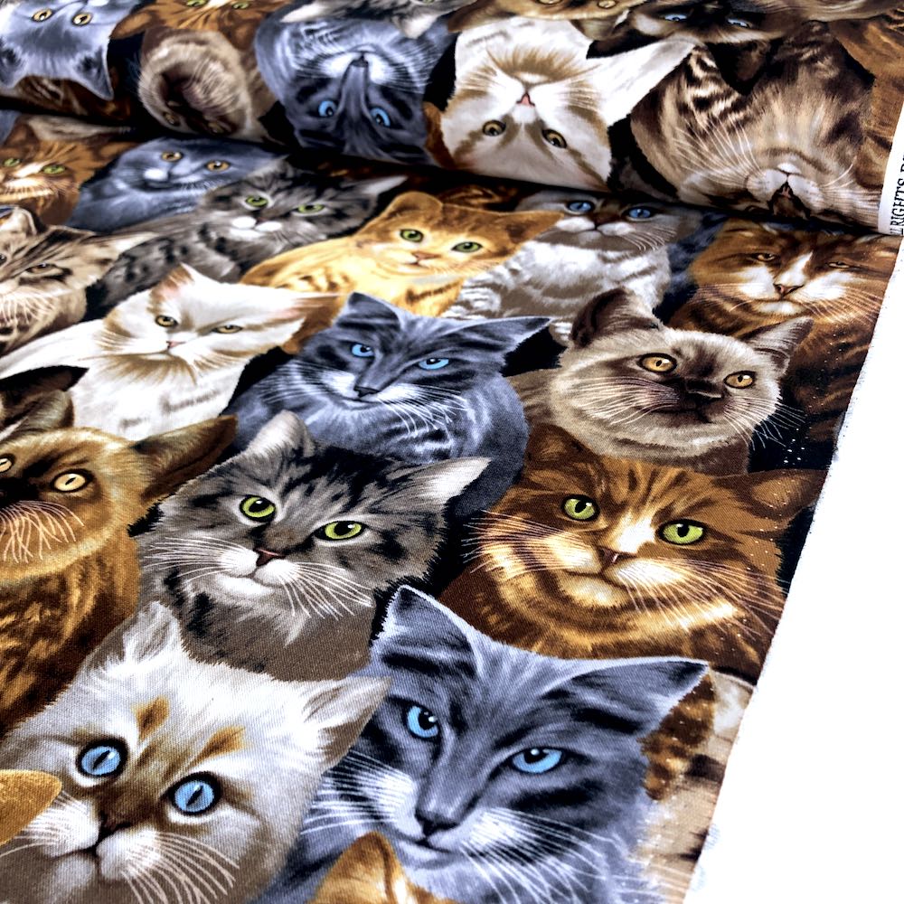 Cats by Michael Searle Natural - Frumble Fabrics