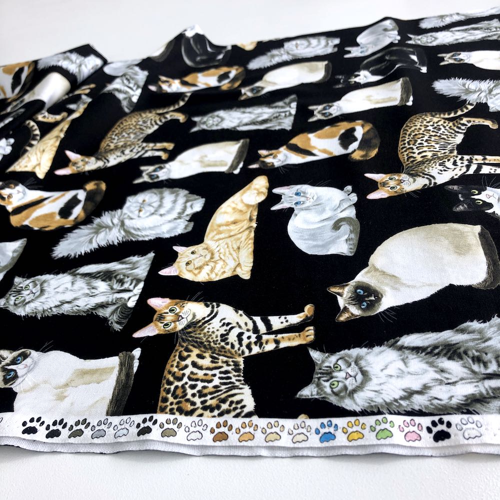 Assorted Realistic Cats Black - Frumble Fabrics