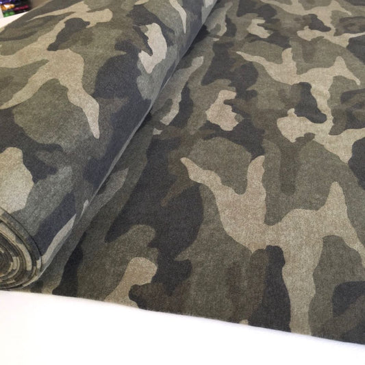 Camouflage Green Brushed Back French Terry - Frumble Fabrics