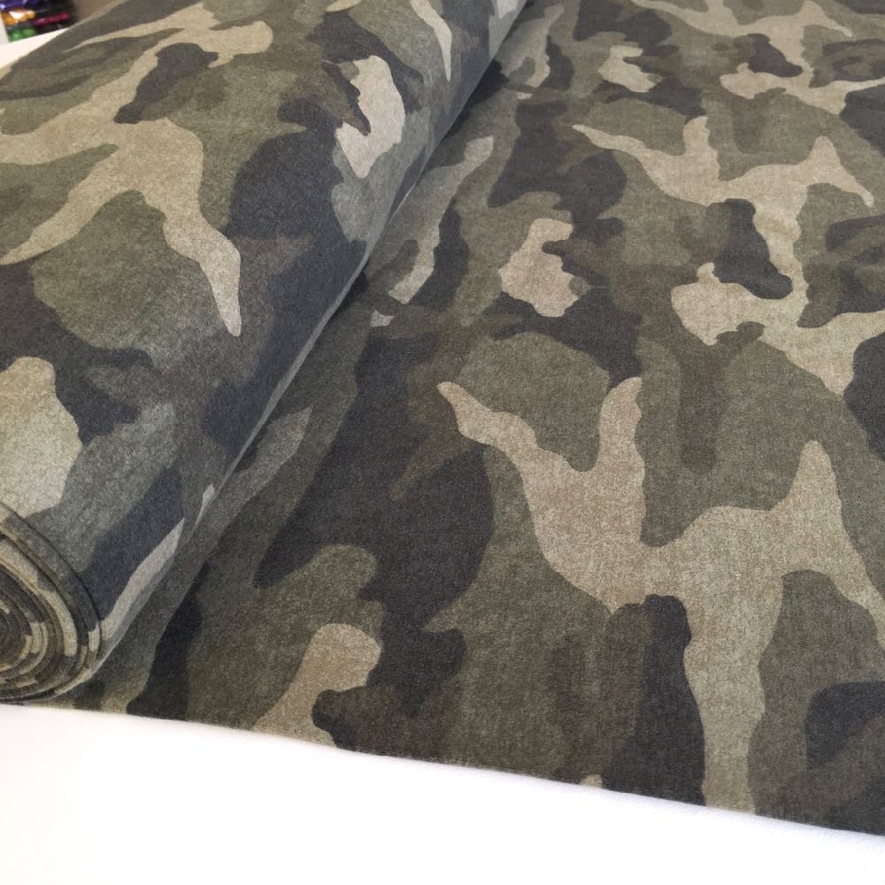 Camouflage Green Brushed Back French Terry - Frumble Fabrics