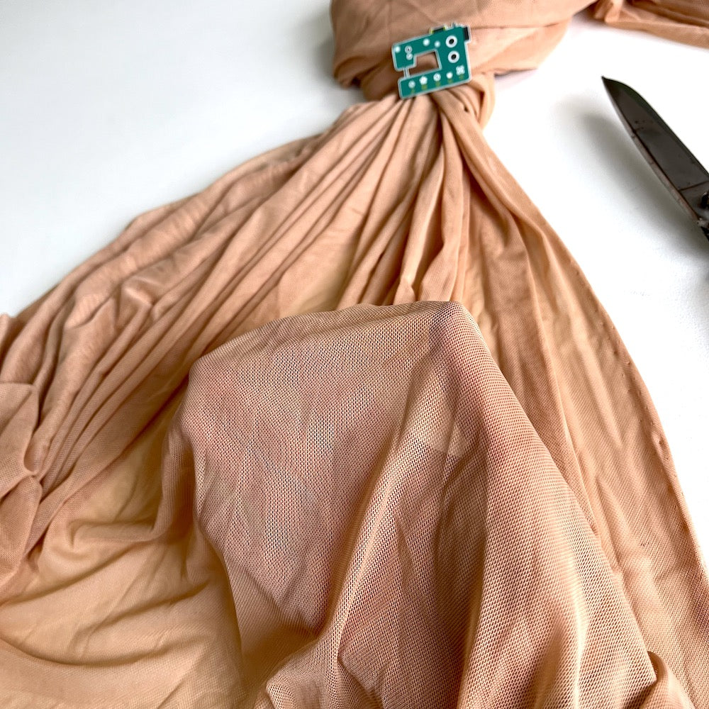 Light Power Mesh Net Ice Peach 4 way stretch PER METRE