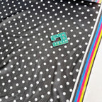 Per METRE Light Power Mesh Net Polka Dot print - Deadstock Designer Fabric - Black