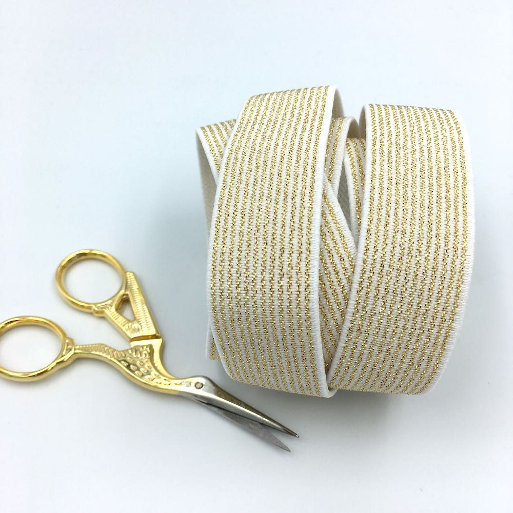 Gold Stripes Waistband Elastic 25mm - Frumble Fabrics