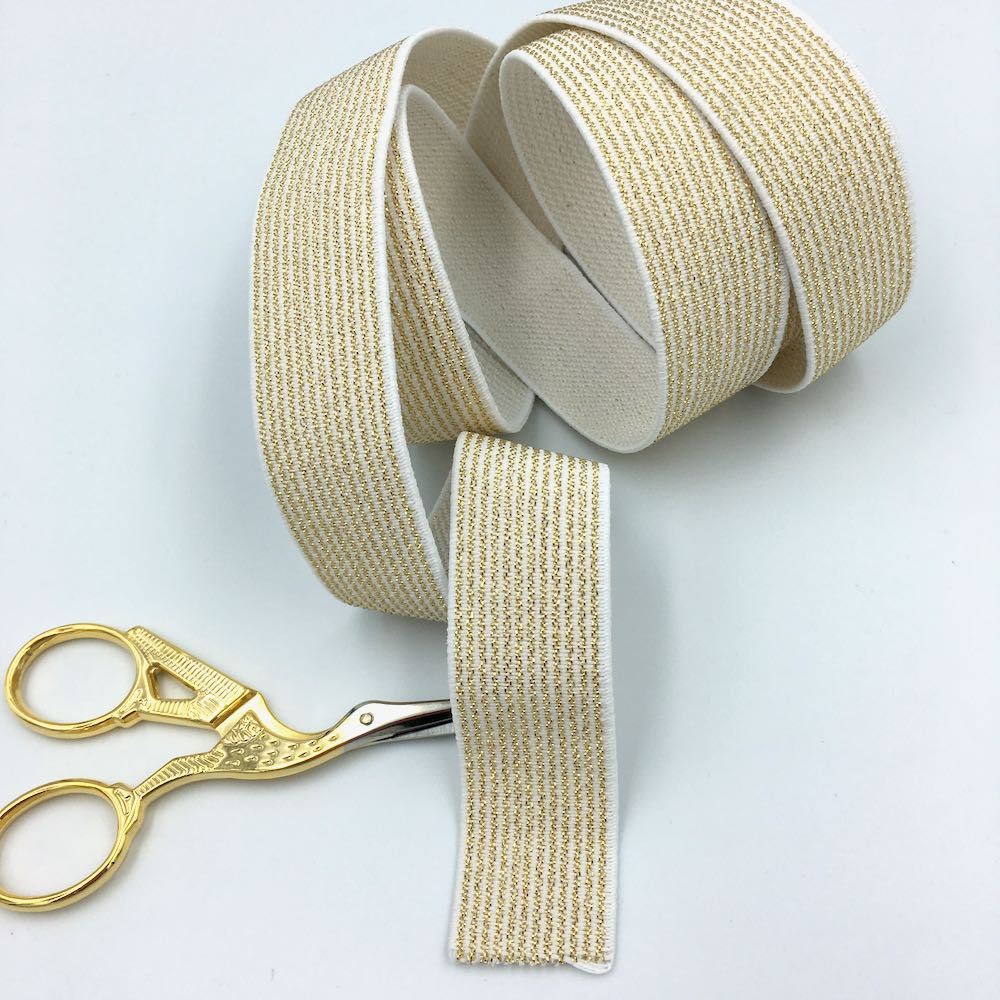 Gold Stripes Waistband Elastic 25mm - Frumble Fabrics