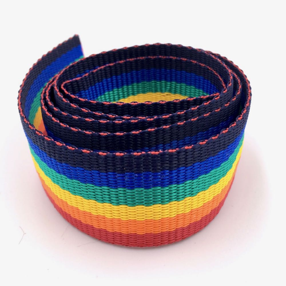 Rainbow Stripes poly webbing 25mm - Frumble Fabrics