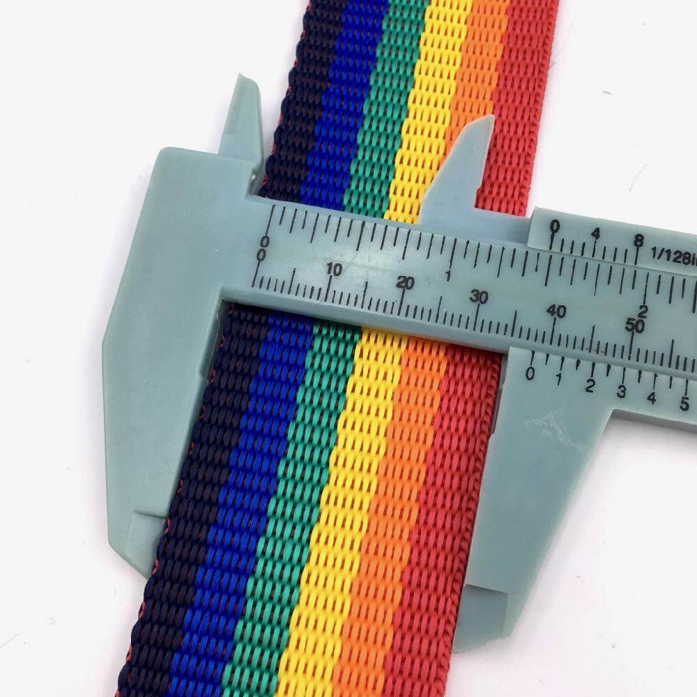 Rainbow Stripes poly webbing 38mm - Frumble Fabrics