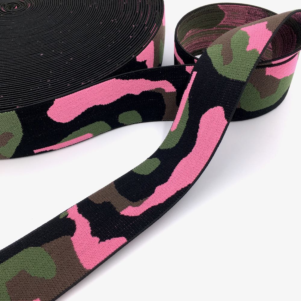 40mm Wide Waistband Elastic Camo Blue - Frumble Fabrics