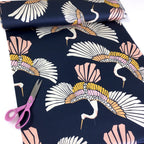 Marabou Mosaic Navy - Stretch Sateen Drill - Navy