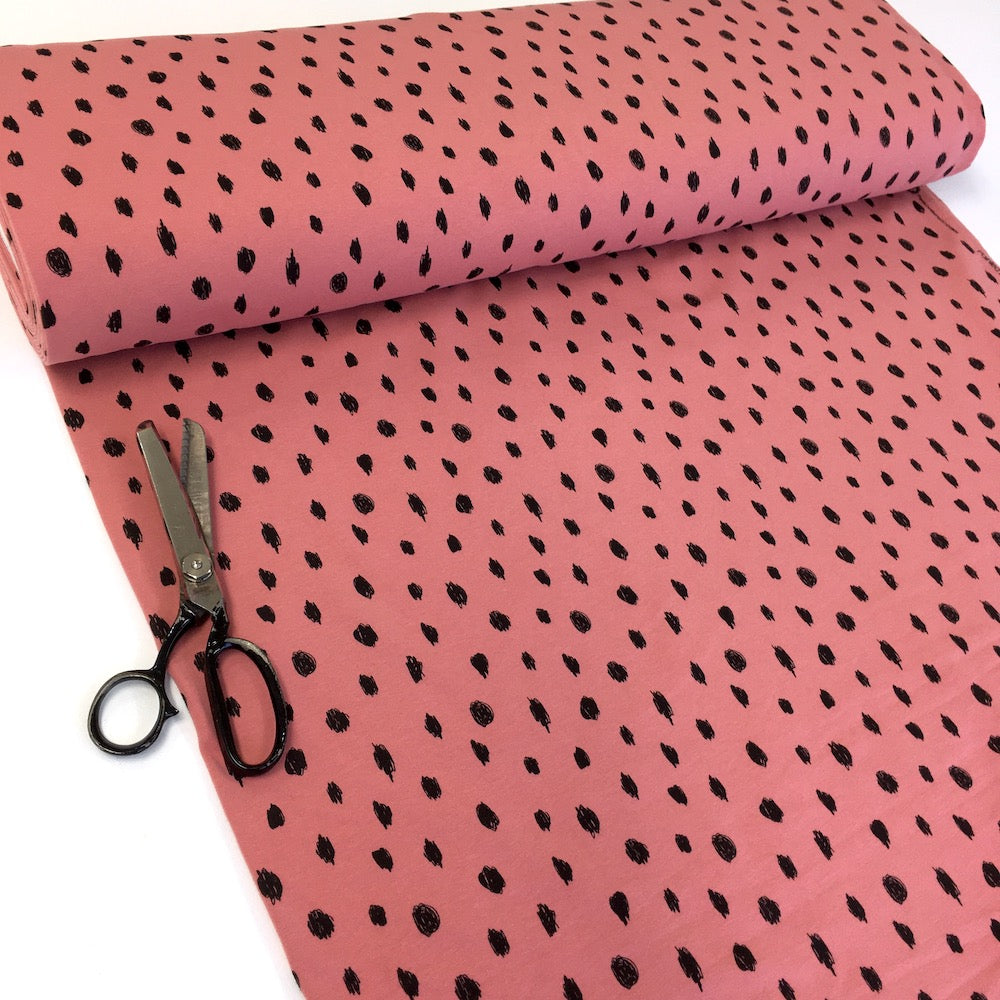 Scribble Dots - GOTS Organic Soft Sweat - Dusty Pink