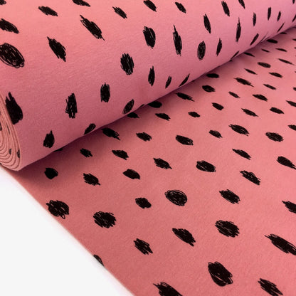 Scribble Dots - GOTS Organic Soft Sweat - Dusty Pink