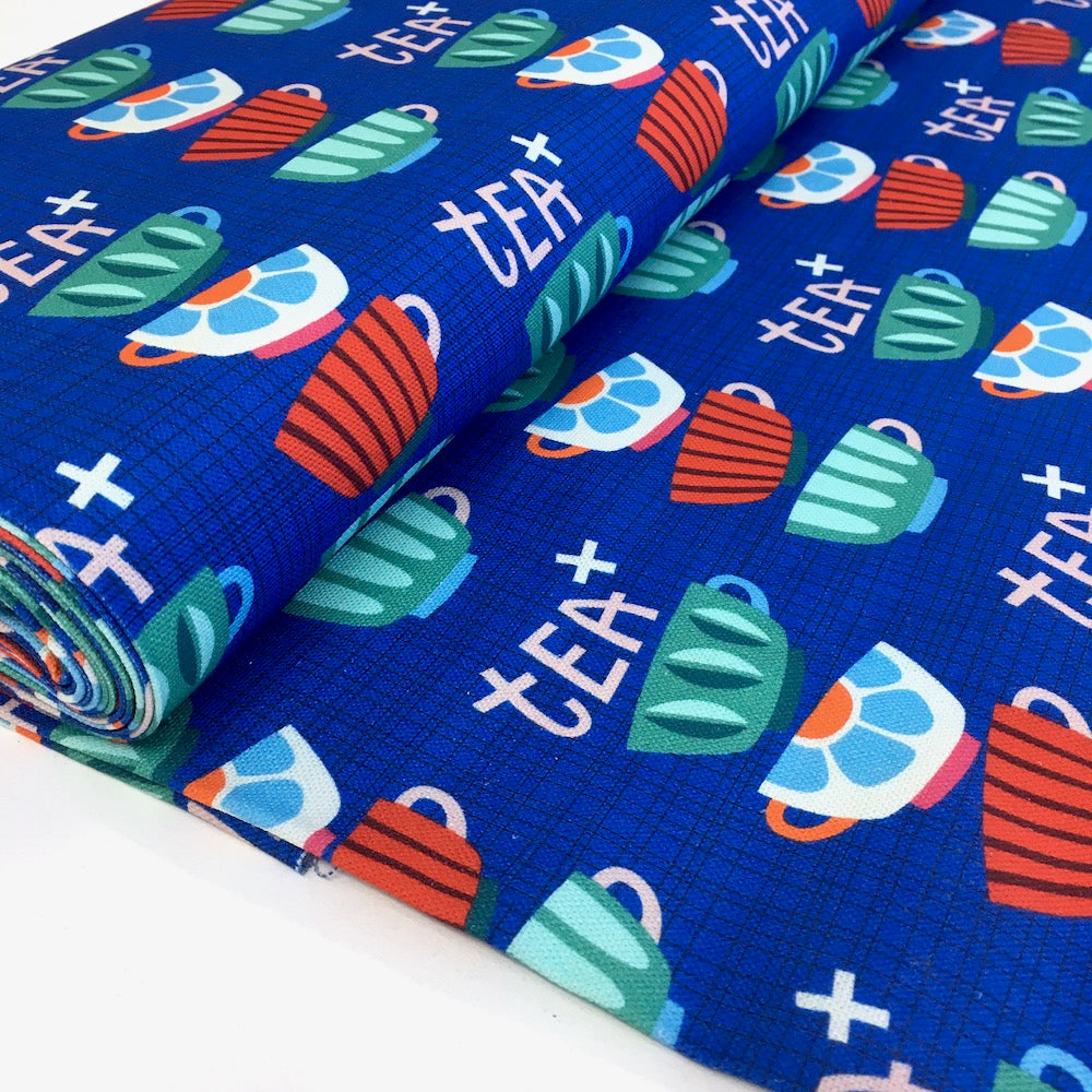 Kitchen Tea Cups - Hamburger Liebe Organic Cotton Canvas - Royal