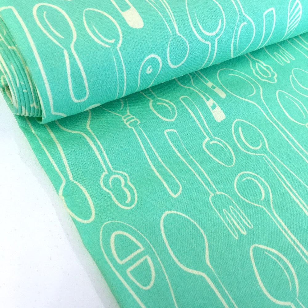 Kitchen Spoons - Hamburger Liebe Organic Cotton Poplin - Mint Green