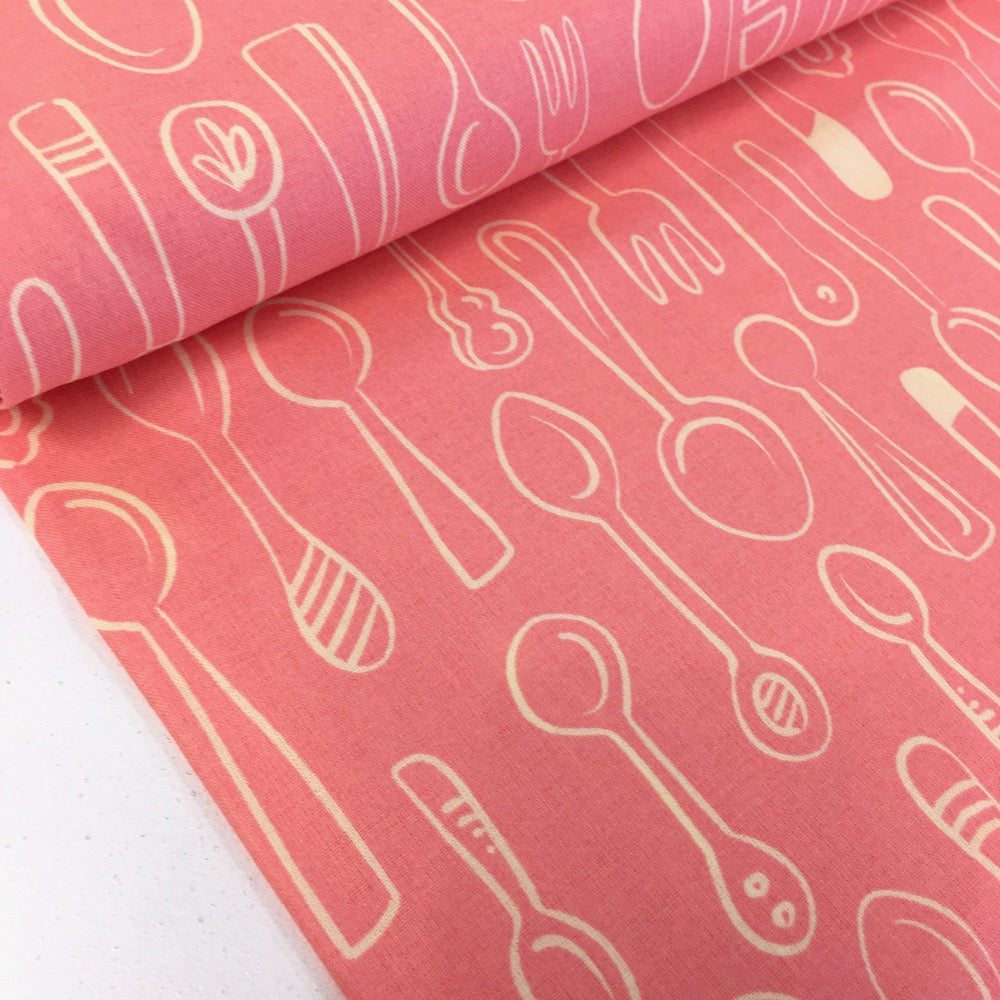 Kitchen Spoons - Hamburger Liebe Organic Cotton Poplin - Pink