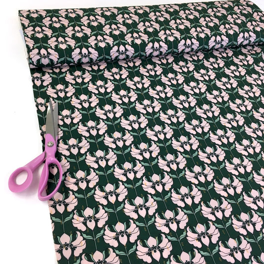 Golden Dash Flowers Viscose Lurex - Green