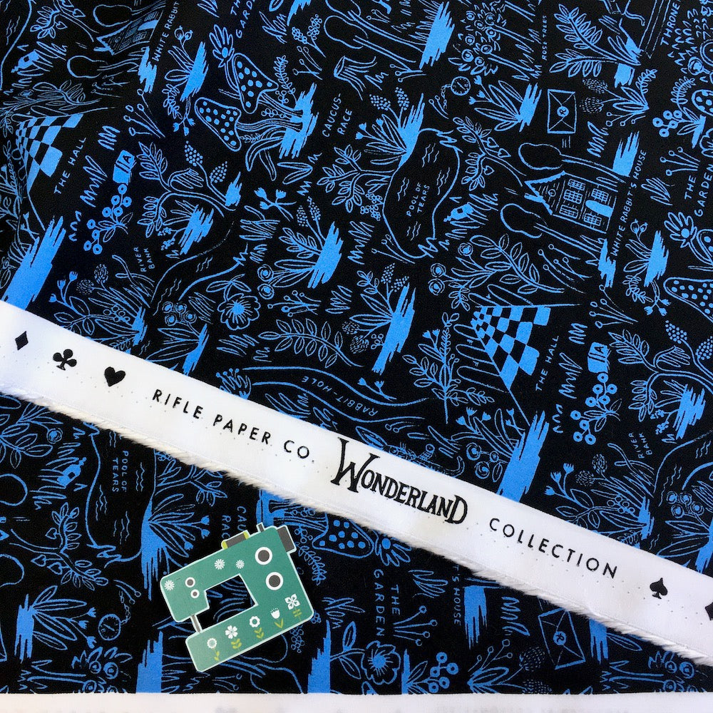 Cotton and Steel RAYON - Rifle Paper Co - Wonderland Magic Forest Blue