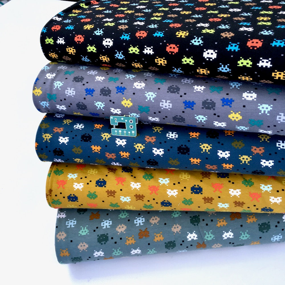 Pixel Game - GOTS Organic Printed Jersey - Grey