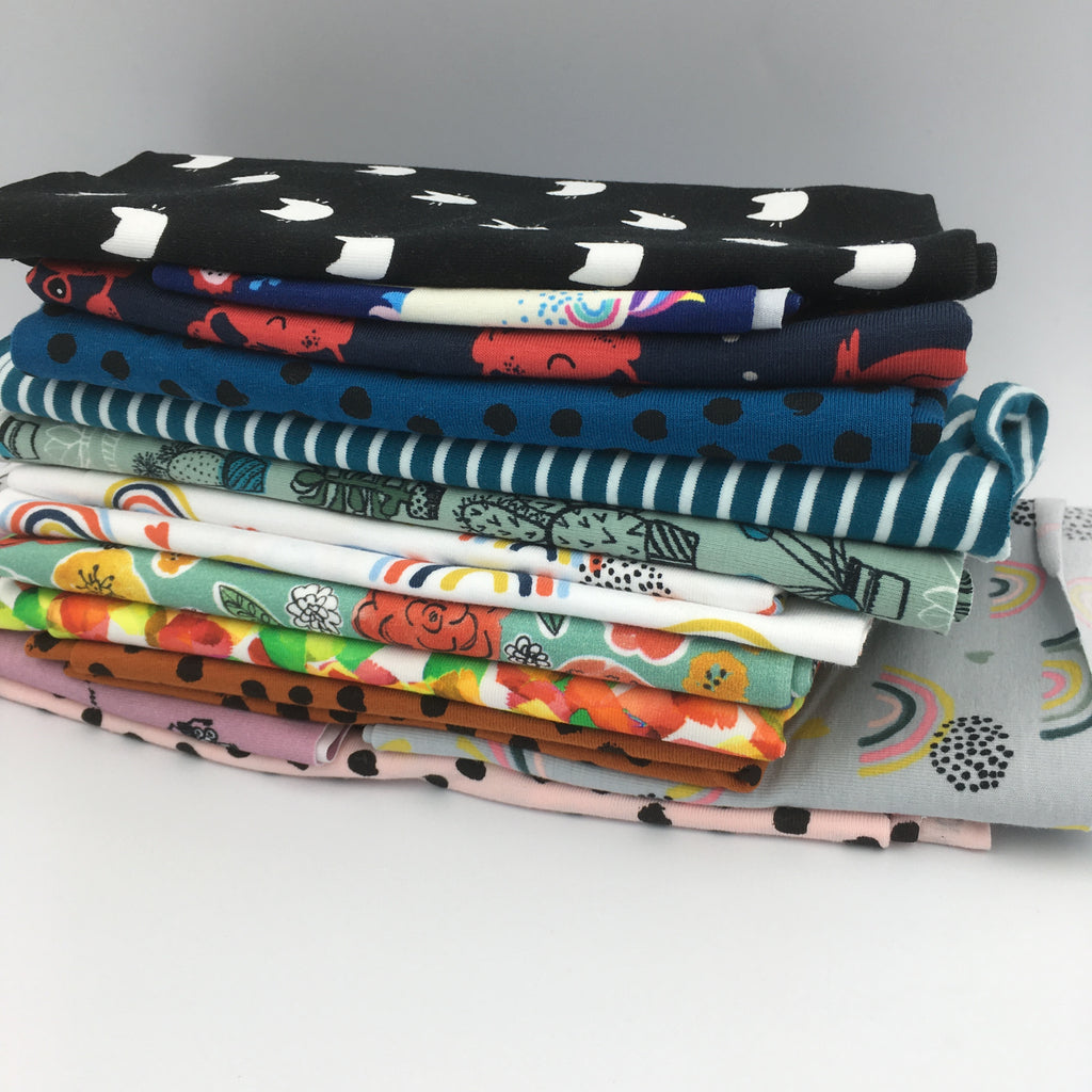 CLEARANCE Stretch Jersey Fabric Remnant Multi Pack Approximately 620g