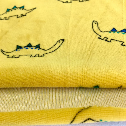 Little Dinos - Cotton Stretch Velvet - Mustard