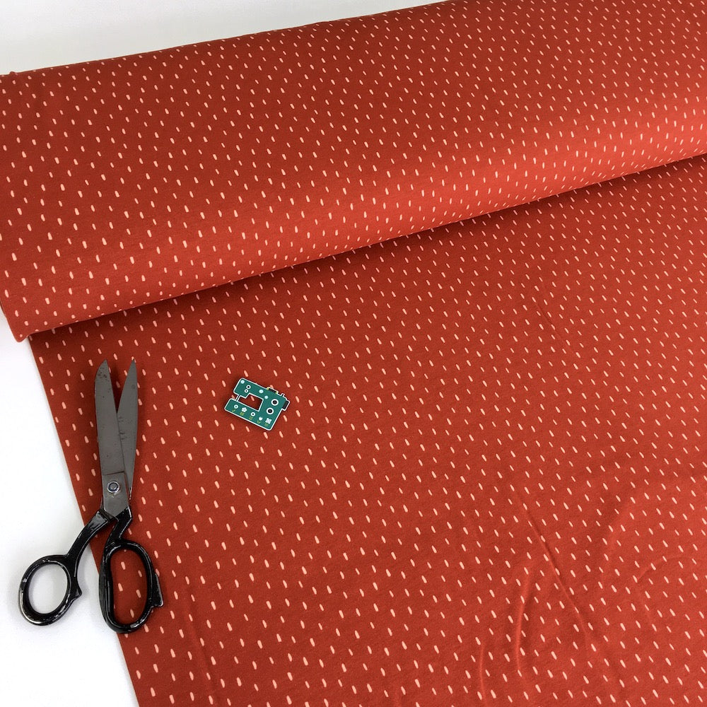 Remnant of Rain Stripes - GOTS Organic Soft Sweat - Terracotta (54cm)