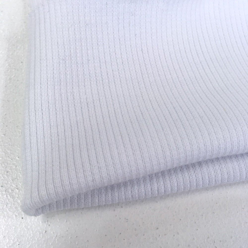 2x2 Medium Organic Ribbing - Plain GOTS Tube - White