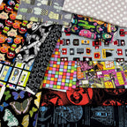 Cotton Fabric Designer Patterns Remnant Pack - Cool Darks, Black and Greys