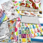 CLEARANCE Cotton Fabric Designer Patterns Remnant Pack - White & Brights