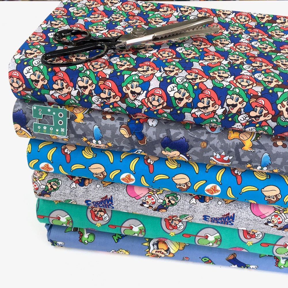 Super Mario - Go Mario and Friends - Grey (Per Metre)