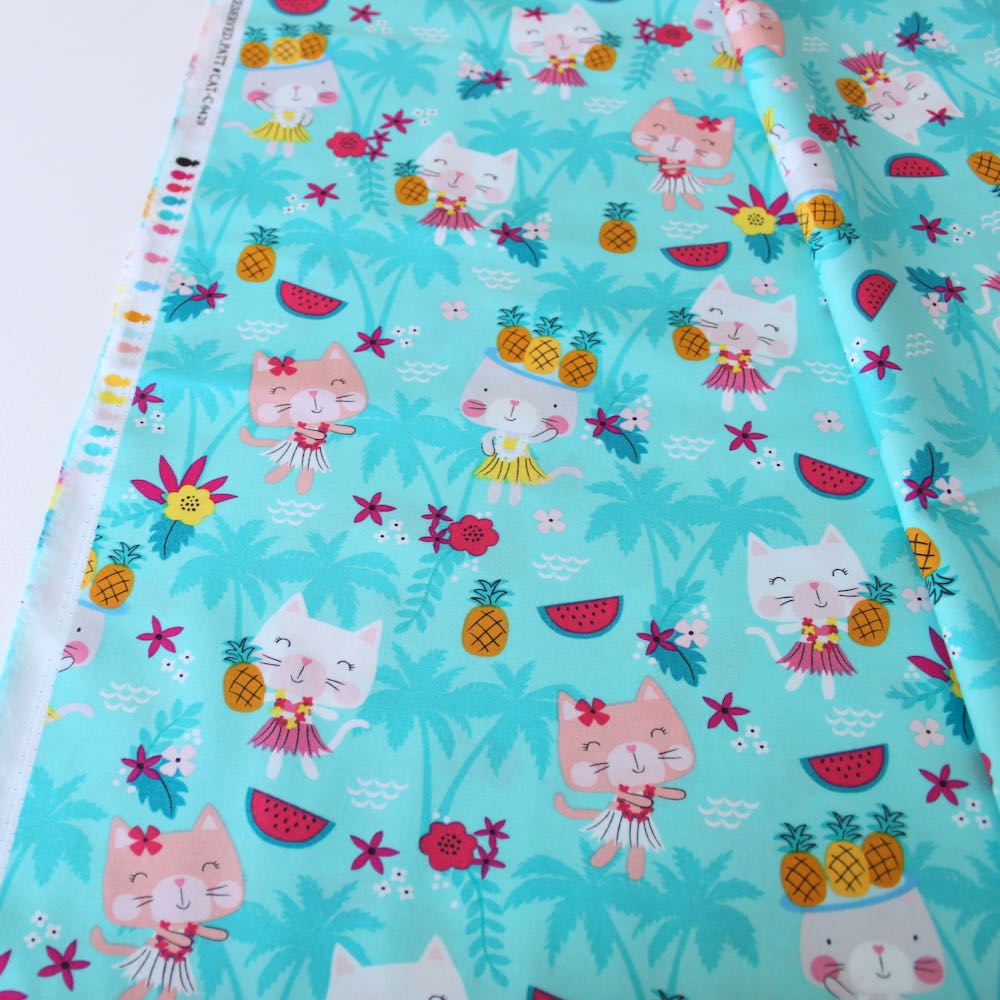 Hula Cats Aqua - Frumble Fabrics