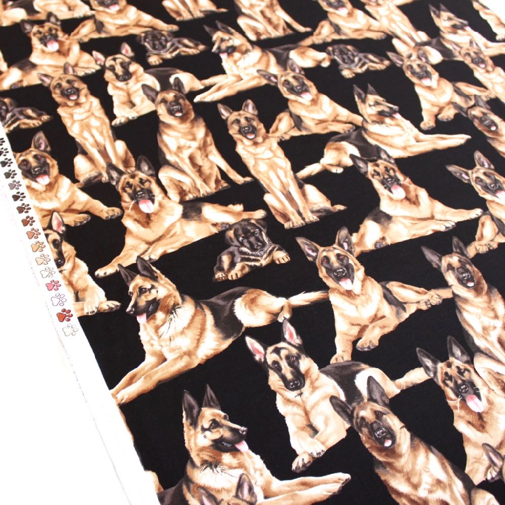 German Shepherds Black - Frumble Fabrics