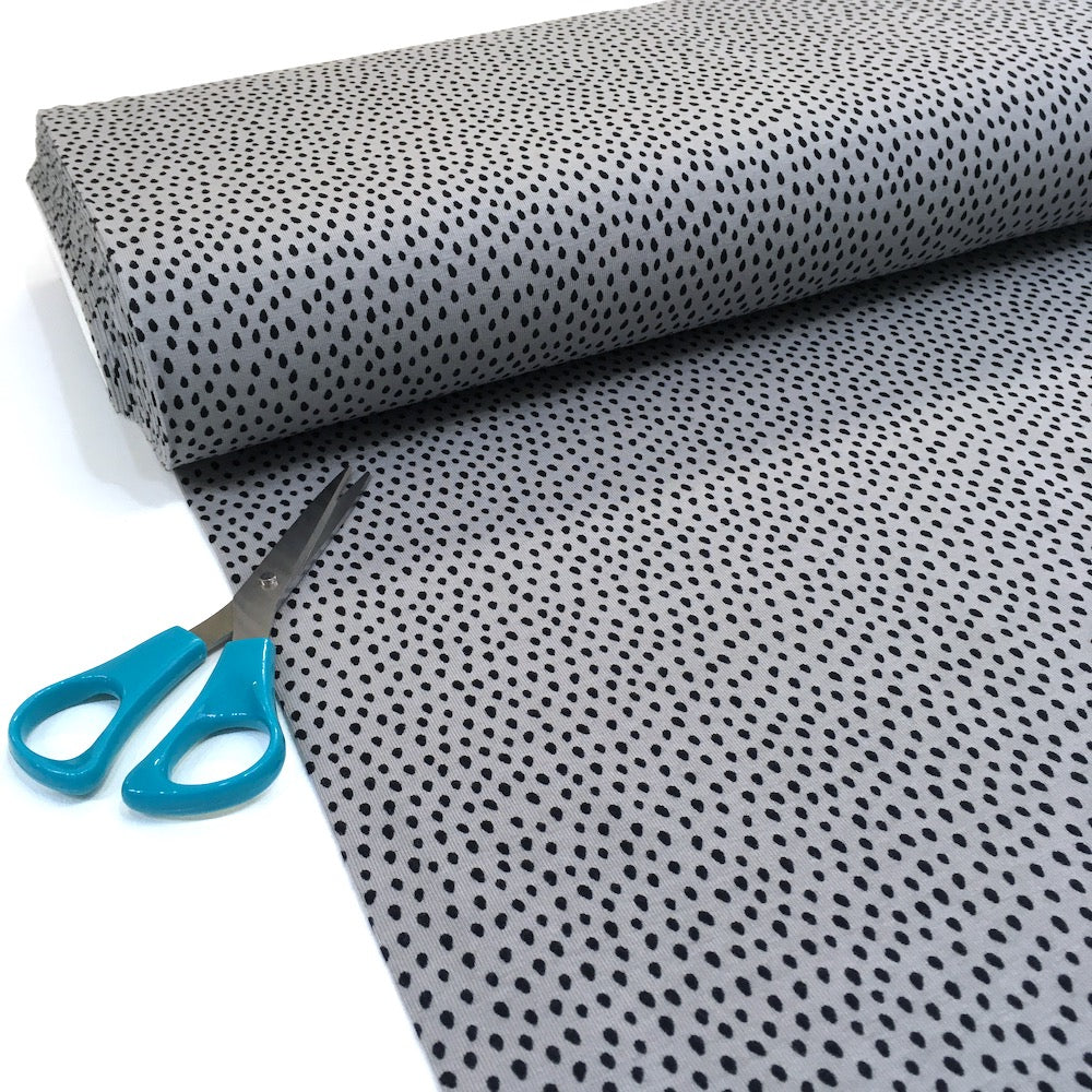 Mini Raindrops Printed Jersey Dots Grey - Frumble Fabrics